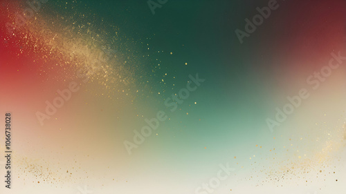 Abstract Festive Christmas Gradient with Subtle Sparkle: Red, Green, and Gold Holiday-Themed Graphic Background Texture