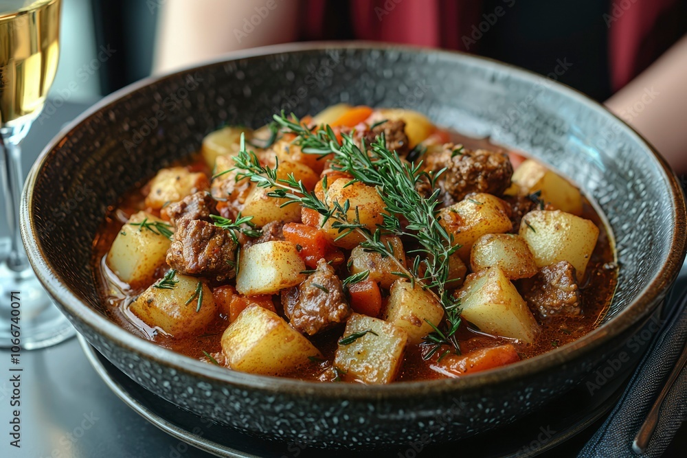 Close-up of Beef Stew with Potatoes and Carrots in a Bowl Close-up of Beef Stew with Potatoes and Carrots in a Bowl