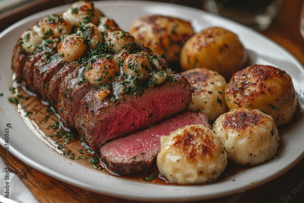 Grilled Steak with Roasted Potatoes and Parsley Grilled Steak with Roasted Potatoes and Parsley
