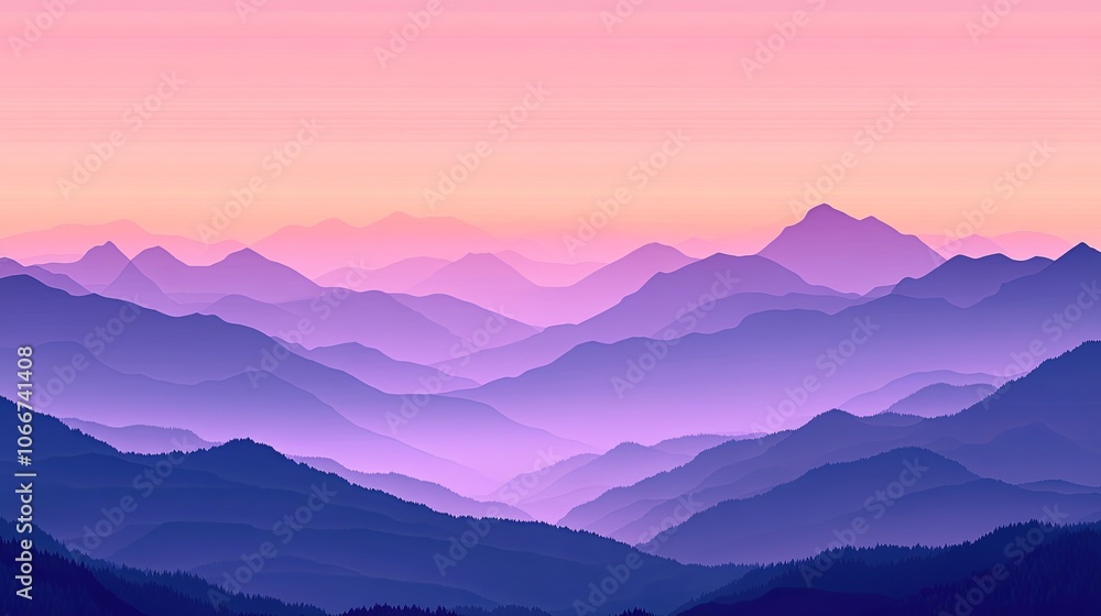 Exploring the serene beauty of gradient mountain landscapes at dawn Exploring the serene beauty of gradient mountain landscapes at dawn