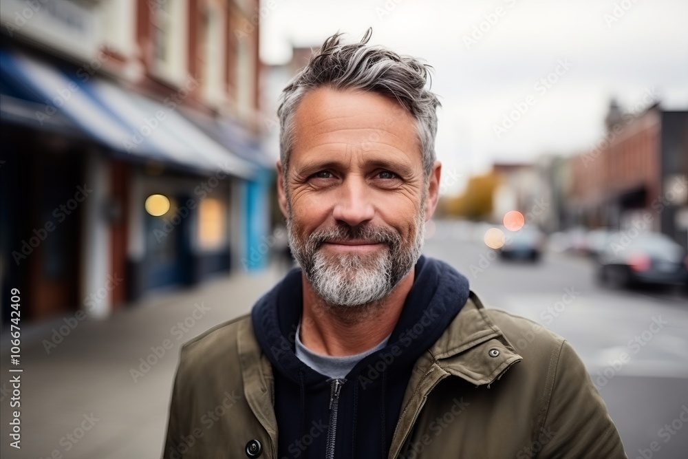 Portrait of a handsome middle-aged man in a city street Portrait of a handsome middle-aged man in a city street