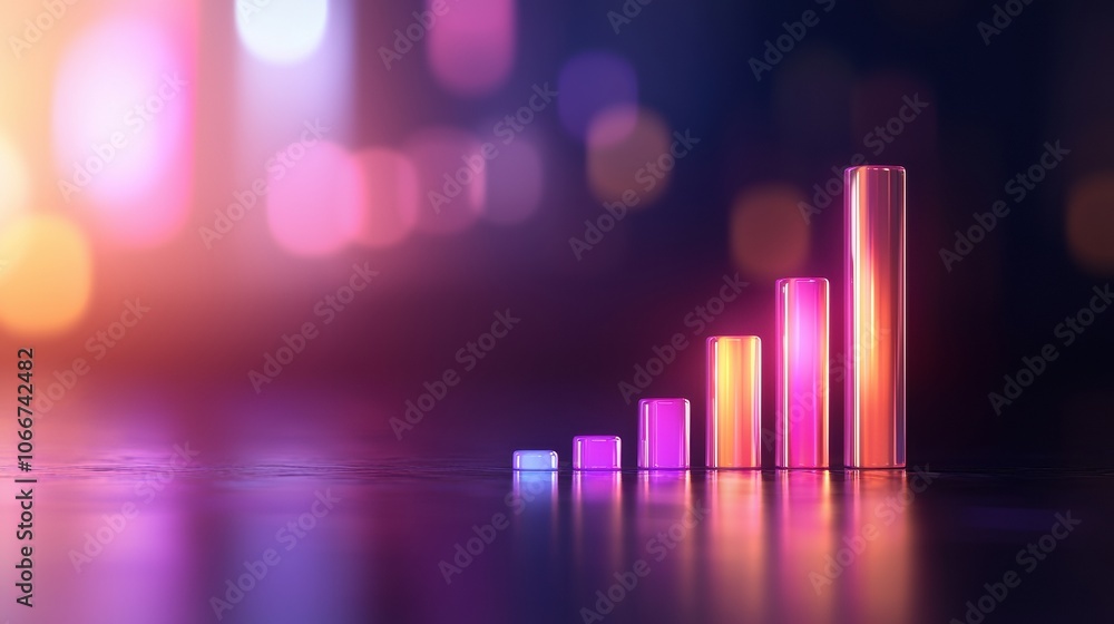 Visualize upward trends with dynamic bar charts featuring reflective arrows in high fidelity Visualize upward trends with dynamic bar charts featuring reflective arrows in high fidelity
