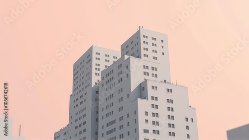 Generative AI, Minimalist Modern Architecture Against Pastel Sky