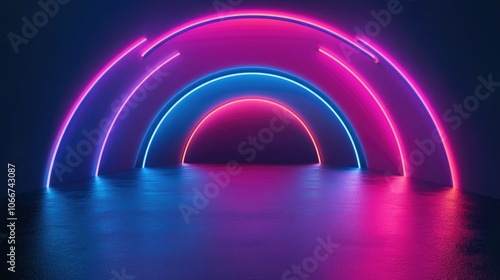 Vibrant Neon Arches in Dark Space