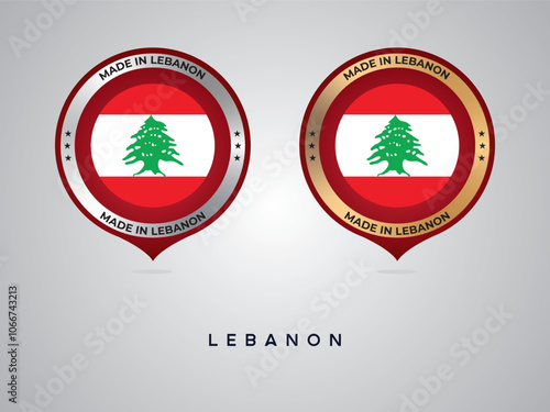 Made in Lebanon. labels, stickers, pointer, badge and symbol of Lebanon flag icon. Collection vector illustration