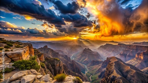 Wallpaper Mural Surreal View of Jabal Akhdar in Oman: Majestic Mountain Peaks and Dreamlike Landscape Torontodigital.ca