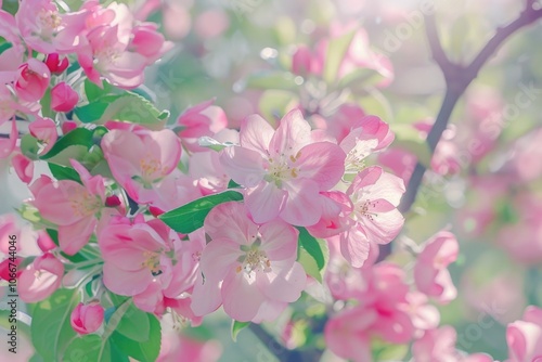 A detailed view of a tree branch adorned with vibrant pink flowers, perfect for decorating or illustrating a nature-themed story