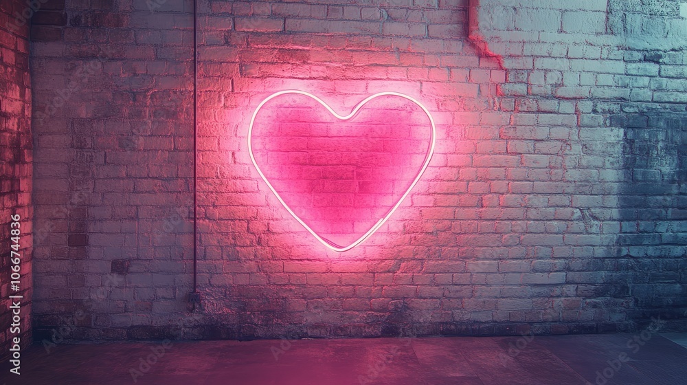 Neon Heart Light on Urban Wall Neon Heart Light on Urban Wall