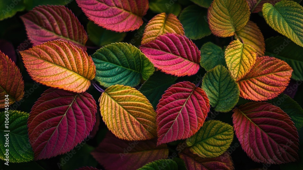 Vibrant Multicolored Leaves in Autumn Palette Vibrant Multicolored Leaves in Autumn Palette