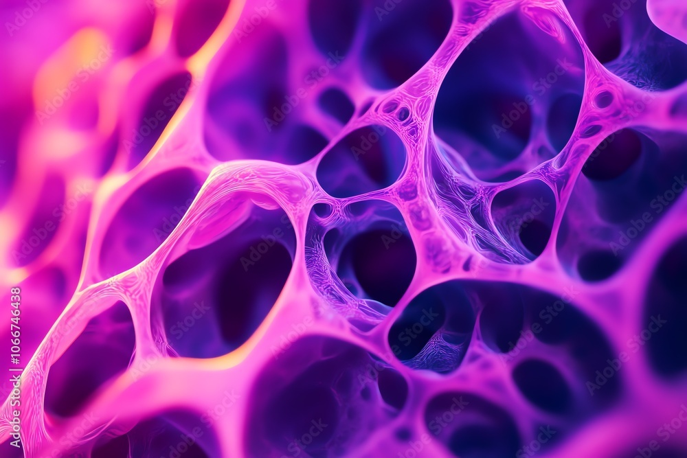 Structure moléculaire fluorescente en néon rose et violet sur fond sombre. Structure moléculaire fluorescente en néon rose et violet sur fond sombre.
