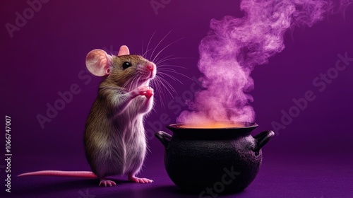 Curious Mouse Watching a Brewing Potion