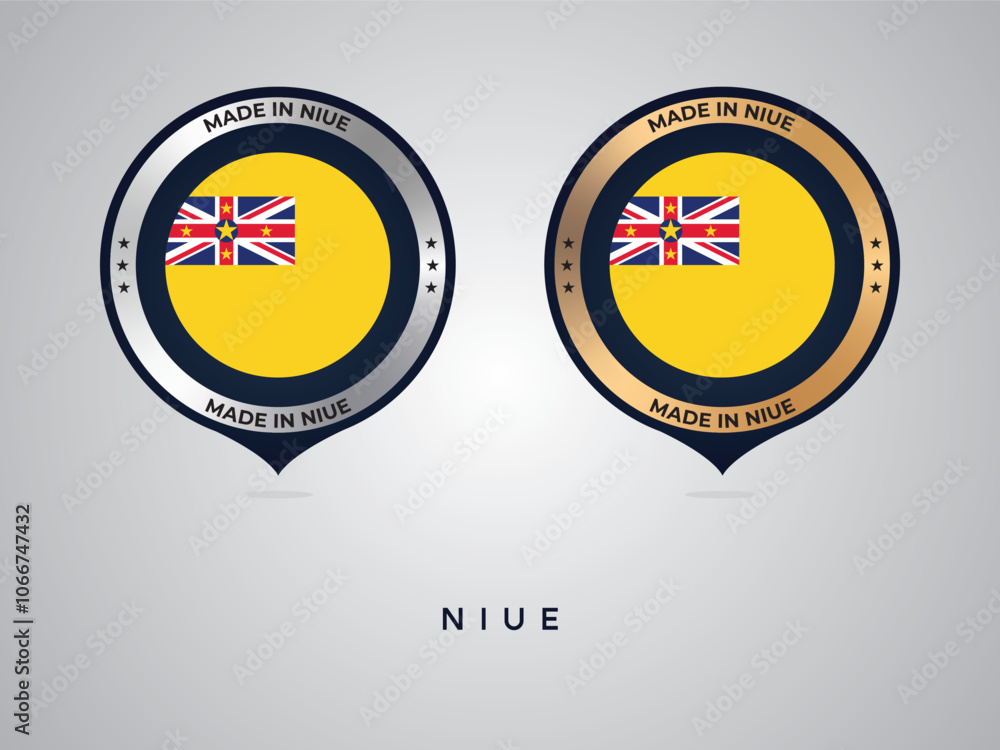 Naklejka premium Made in Niue. labels, stickers, pointer, badge and symbol of Niue flag icon. Collection vector illustration