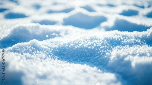 Sparkling Snow Surface with Soft Blue Background