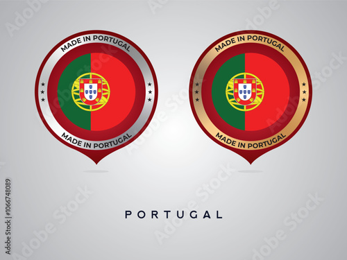 Made in Portugal. labels, stickers, pointer, badge and symbol of Portugal flag icon. Collection vector illustration photo