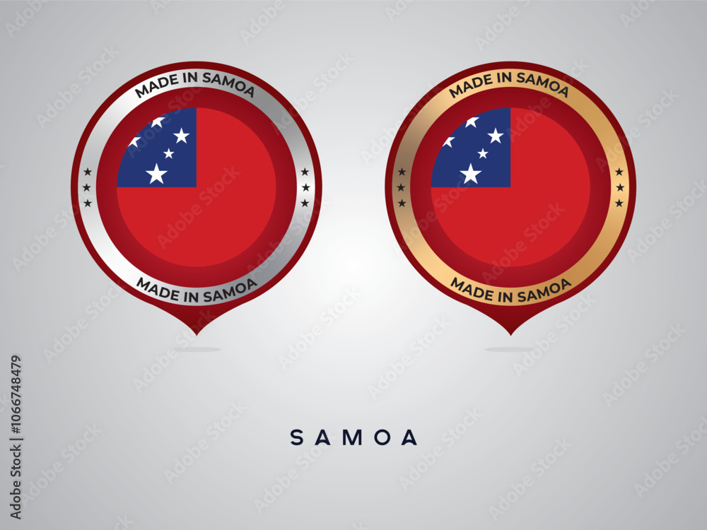 Made in Samoa. labels, stickers, pointer, badge and symbol of Samoa flag icon. Collection vector illustration