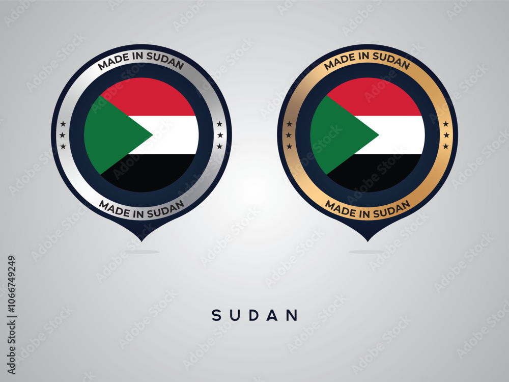 Fototapeta premium Made in Sudan. labels, stickers, pointer, badge and symbol of Sudan flag icon. Collection vector illustration