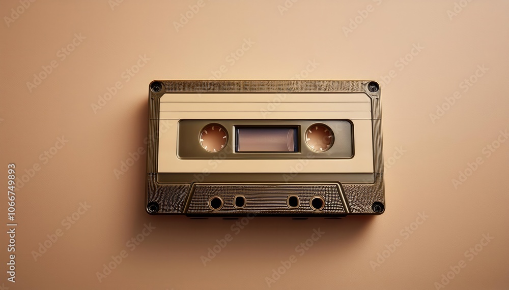 Retro Beige Audio Cassette Tape on Smooth Monochrome Background. Ideal for Concepts of Nostalgia, Vintage Music Media, Analog Sound Recording, and 1980s 1990s Pop Culture Aesthetic Retro Beige Audio Cassette Tape on Smooth Monochrome Background. Ideal for Concepts of Nostalgia, Vintage Music Media, Analog Sound Recording, and 1980s 1990s Pop Culture Aesthetic
