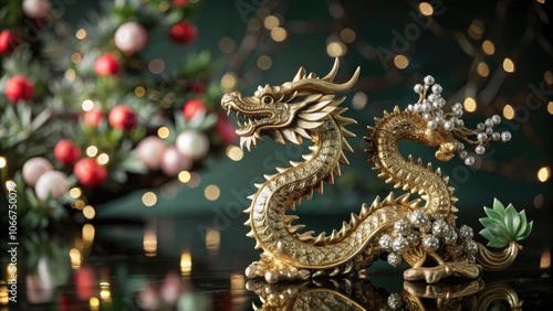 Wallpaper Mural Chinese new year dragon festive decorations, symbolizing strength and prosperity, perfect for holiday celebrations. Torontodigital.ca