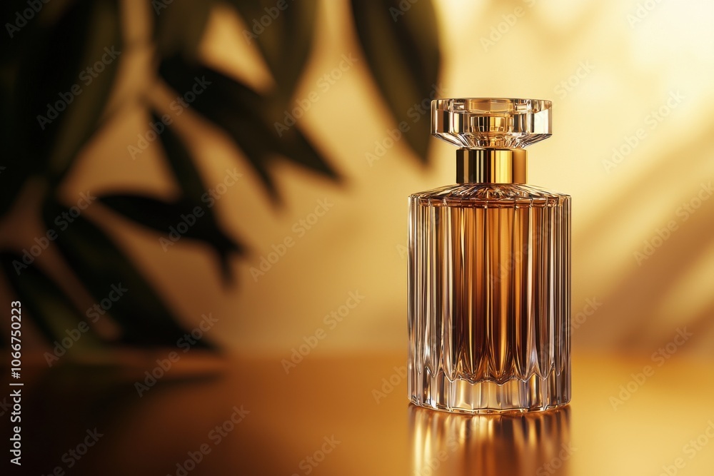 Indulge in luxury with a sleek brass perfume dispenser featuring transparent crystal high fidelity design