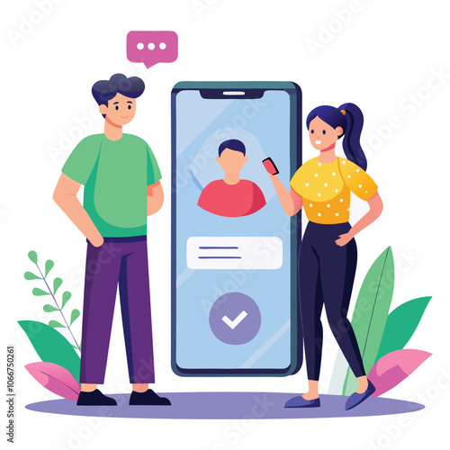 digital illustration featuring two people standing