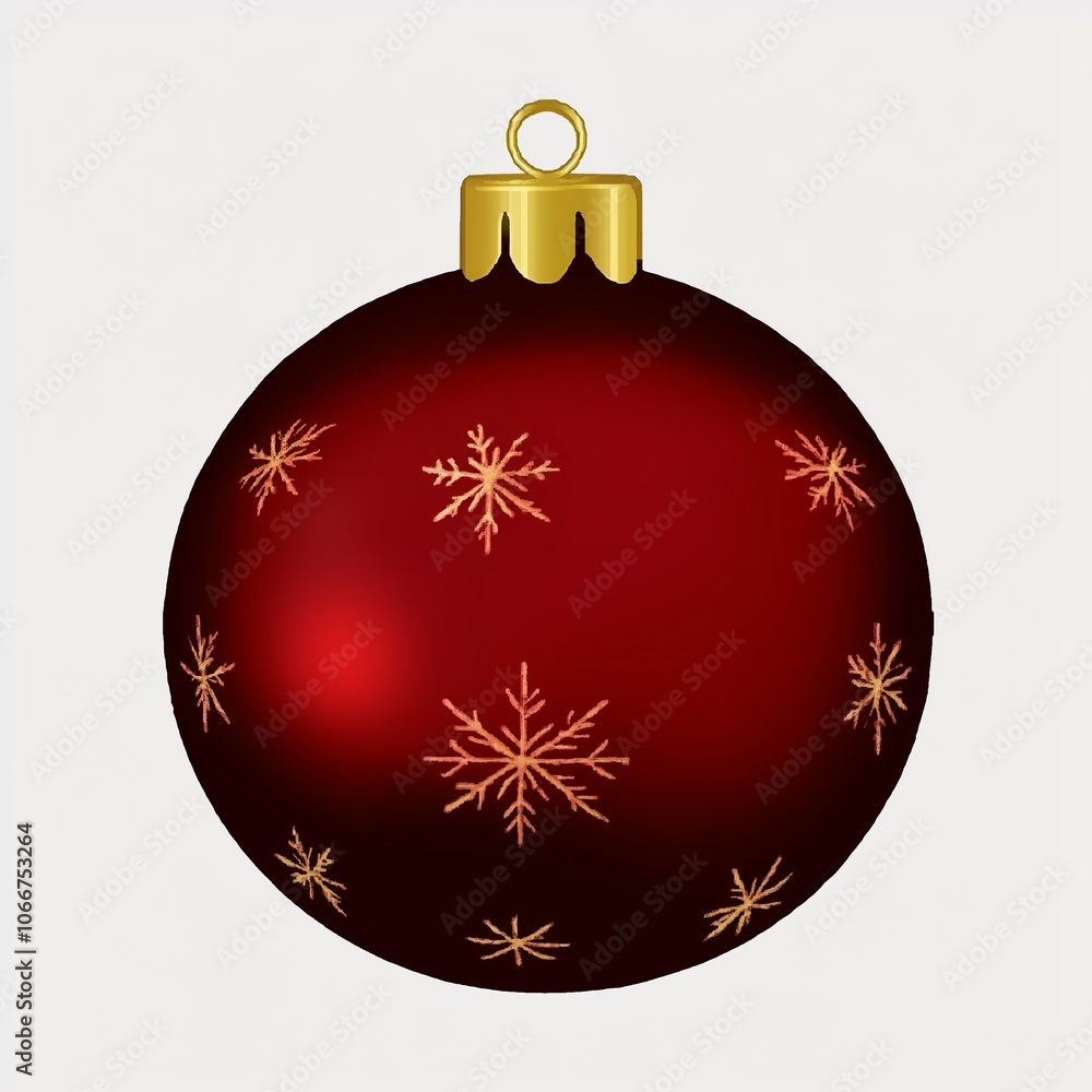 A shiny red Christmas ornament adorned with golden snowflakes, adding festive cheer to the holiday season A shiny red Christmas ornament adorned with golden snowflakes, adding festive cheer to the holiday season