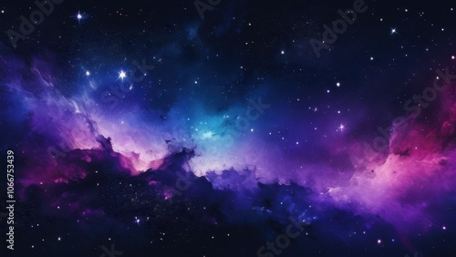 A stunning cosmic landscape featuring vibrant purple, blue, and black hues, showcasing the beauty of the universe. Ideal for projects related to space and astronomy