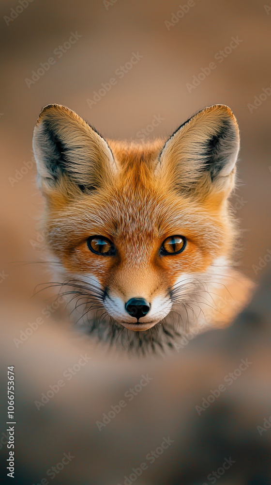 Fototapeta premium A Desert Kit Fox Watching from the Shadows of a Rock