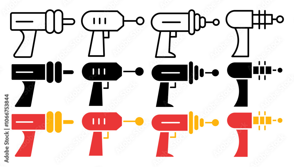 Blaster vector icon collection. vector illustration set. Blaster vector icon collection. vector illustration set.