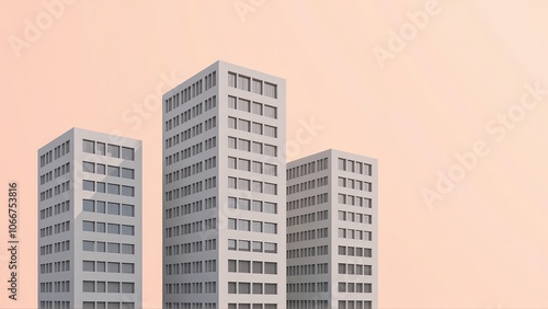 Generative AI, Minimalist Modern Architecture Against Pastel Sky