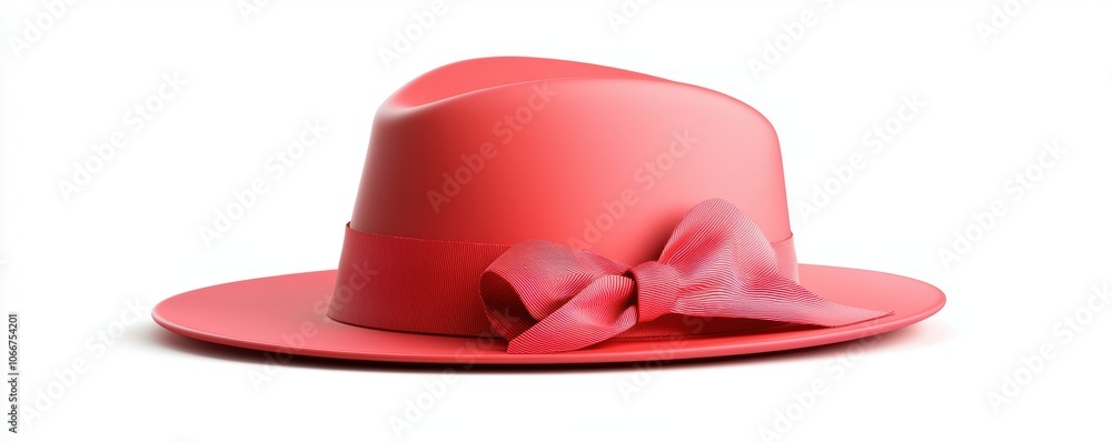 Elegant red hat with a stylish bow, isolated on a white background, perfect for fashion themes and creative projects. Elegant red hat with a stylish bow, isolated on a white background, perfect for fashion themes and creative projects.