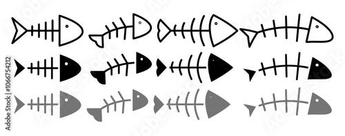 Fishbone vector icon collection. vector illustration set.