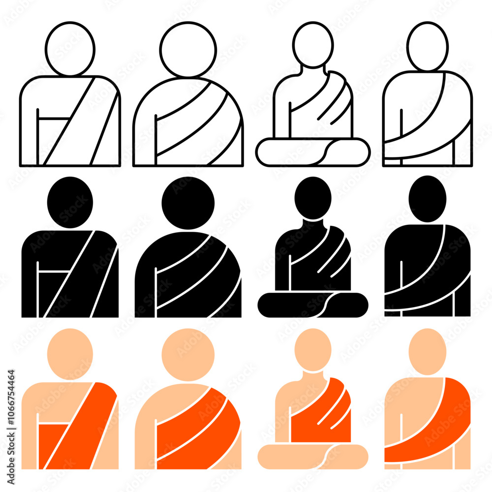 Monk vector icon collection. vector illustration set. Monk vector icon collection. vector illustration set.