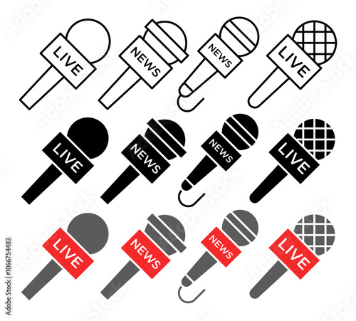 News microphone vector icon collection. vector illustration set.