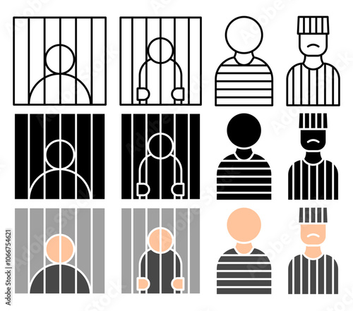 Prisoner vector icon collection. vector illustration set.