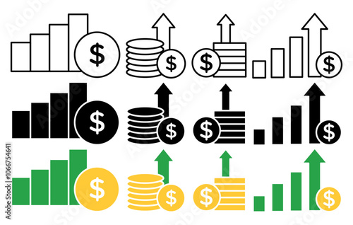 Revenue vector icon collection. vector illustration set.