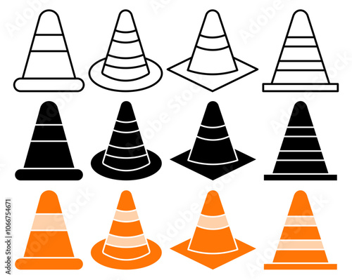 Road cone vector icon collection. vector illustration set.