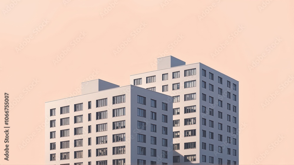 Fototapeta premium Generative AI, Minimalist Modern Architecture Against Pastel Sky