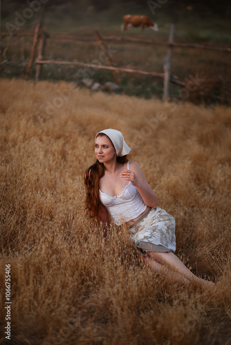Portrait of a girl on a farm