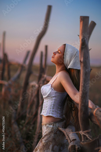 Portrait of a girl on a farm