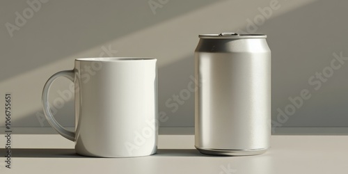 Wallpaper Mural Modern Mug and Can Set on a Minimalist Table Torontodigital.ca