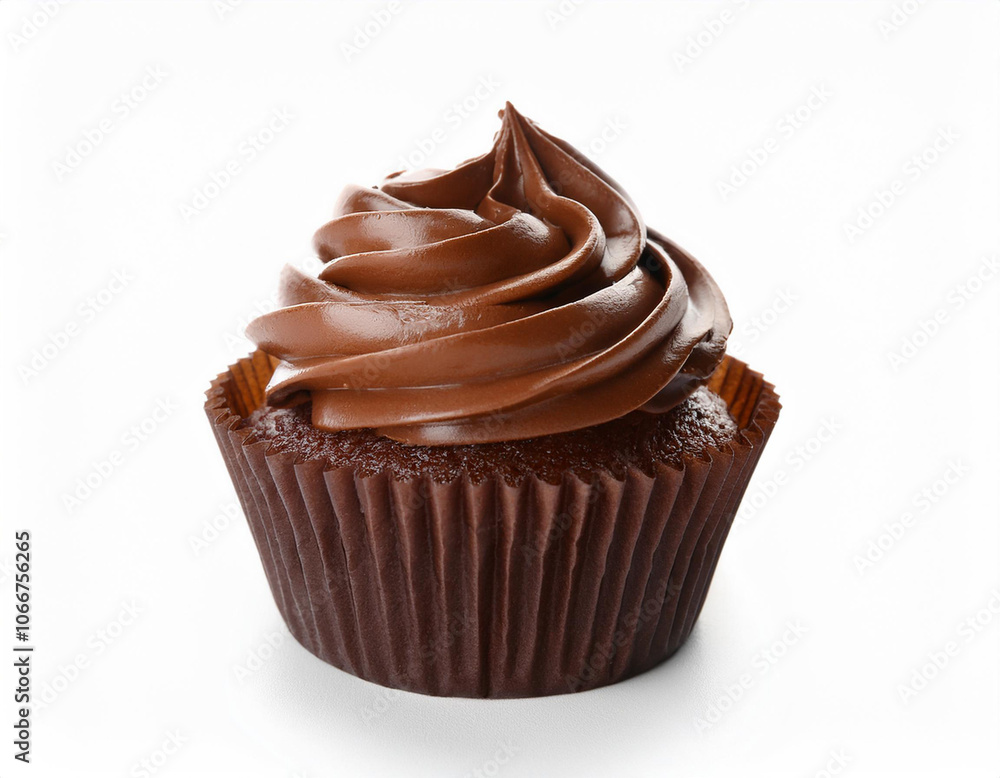 Tasty chocolate cupcake on white background Tasty chocolate cupcake on white background