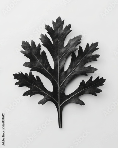 Black leaf, artistic design on white isolated background. photo