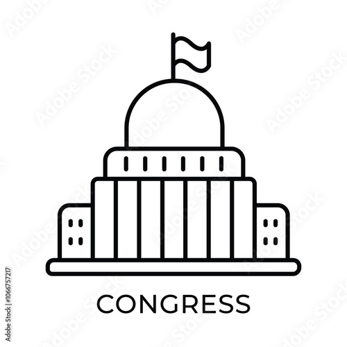 Congress vector icon. USA congress building line icon illustration. America monuments, politics and election concept.