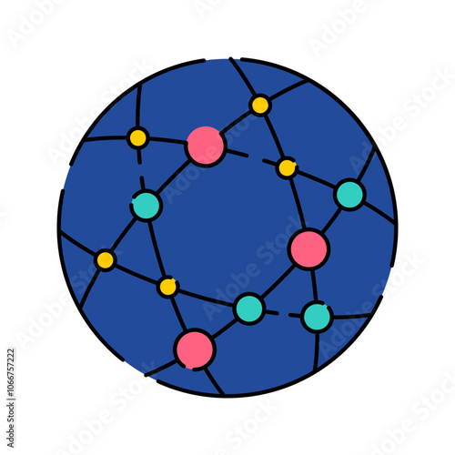 Network Connection Icon Illustration with bright colour palette in flat design style for education and future technology theme design.