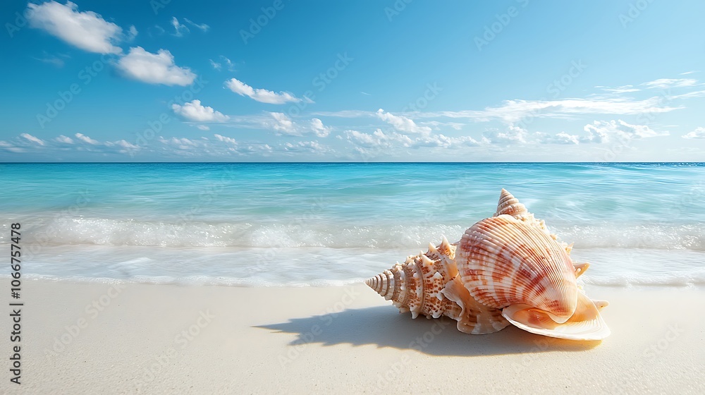 Explore the serenity of a beach scene with beautiful seashells and crystal clear waters Explore the serenity of a beach scene with beautiful seashells and crystal clear waters