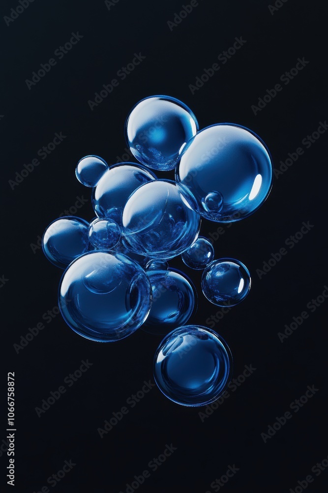 Fototapeta premium Blue Bubbles Abstract.