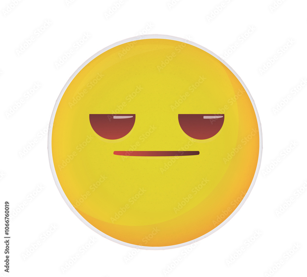 Fototapeta premium Badge with distrustful or displeased face isolated on white