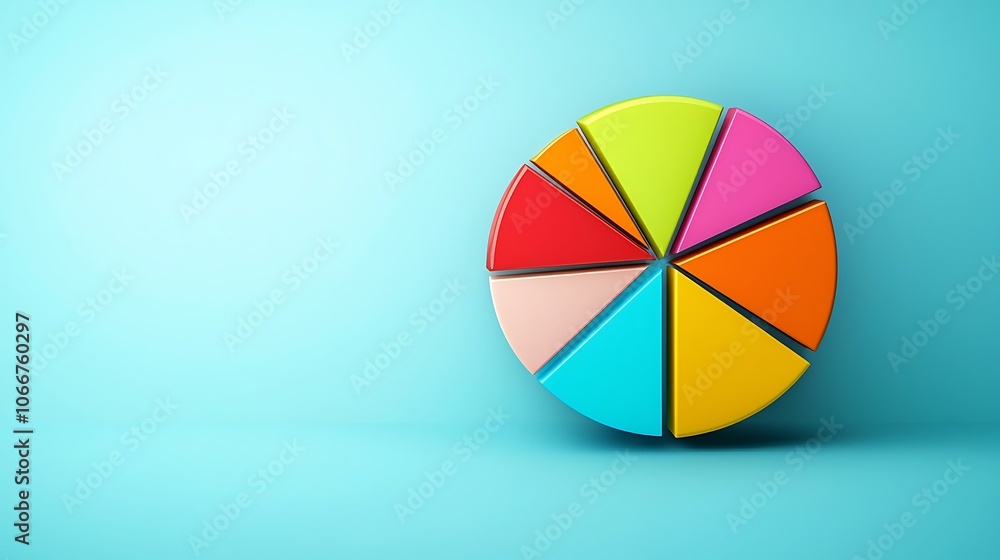 Obraz premium A colorful pie chart is displayed on a blue background