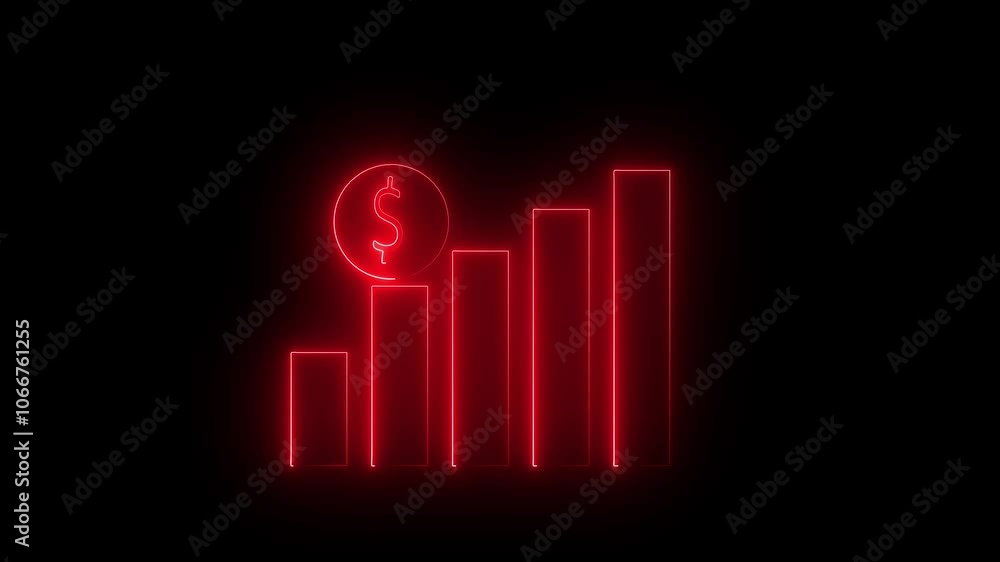 neon red color business graph animation icon up business graph icon animated on black background neon red color business graph animation icon up business graph icon animated on black background