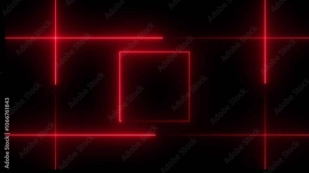 NEON Lights motion loops square motion draws and beautiful lights background linear lamp Beautiful abstract square light line moving fast Colors. on black background.
